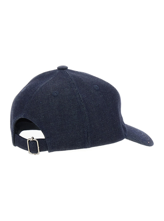 A.P.C. Men Blue Baseball Cap With Logo Lettering On The Front In Cotton Man