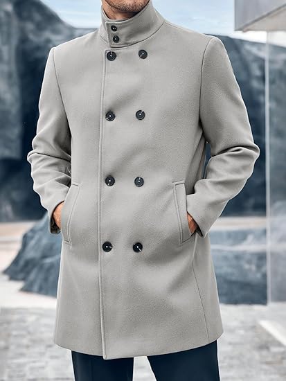 Runcati Mens Mid Long Trench Coat