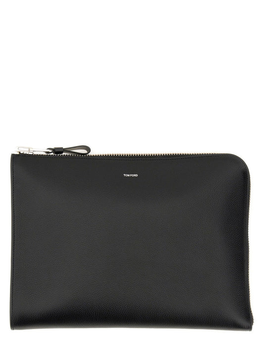 Tom Ford Men Zippered Leather Portfolio