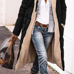 Solid Color Hooded Long Coat Winter Long Sleeve Double-sided Wear Slim Elegant Cardigan Jacket Top Women's Clothing