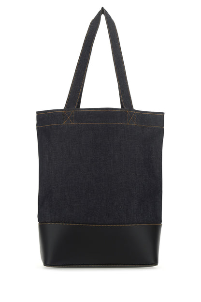 A.P.C. Men Blue Denim And Leather Shopping Bag
