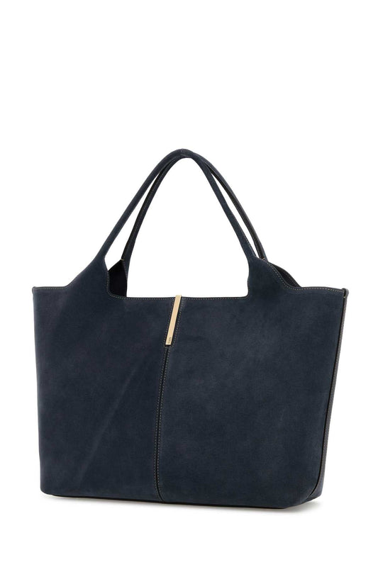 Tod's Women Navy Blue Suede Shopping Bag