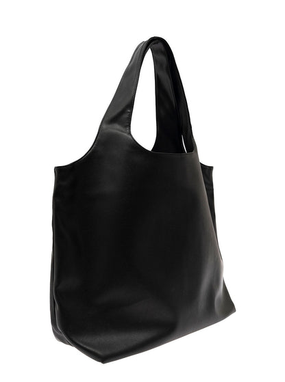 A.P.C. Men 'Ninon' Black Shoulder Bag With Two Top Handles And Logo Lettering On The Front In Ecoleather Man