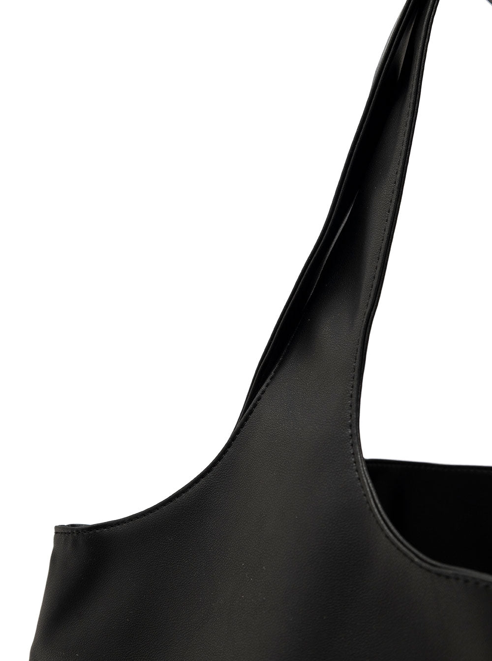 A.P.C. Men 'Ninon' Black Shoulder Bag With Two Top Handles And Logo Lettering On The Front In Ecoleather Man