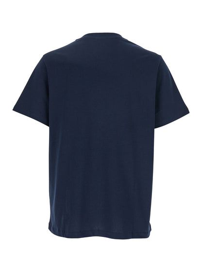 A.P.C. Men Blue Crewneck T-Shirt With Logo Embroidered On The Front In Cotton Man
