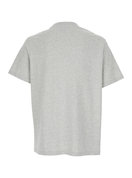 A.P.C. Men Grey Crewneck T-Shirt With Logo Embroidered On The Front In Cotton Man