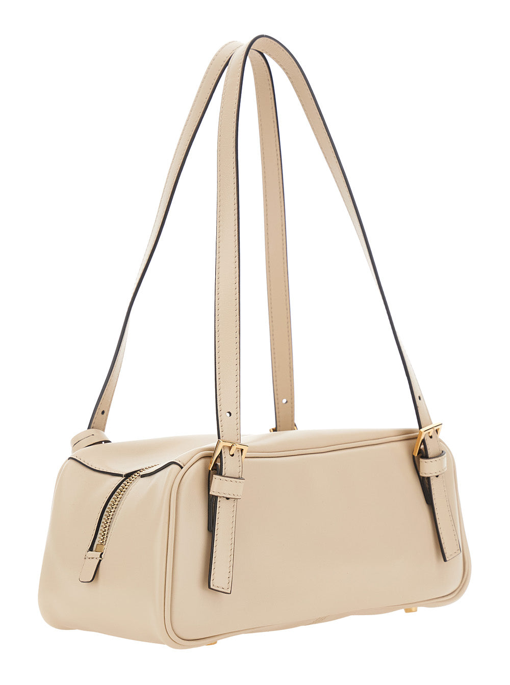 Versace Women 'Tag Bowling' White Shoulder Bag With Metallic Logo Lettering And Medusa Head Pendant In Leather Woman