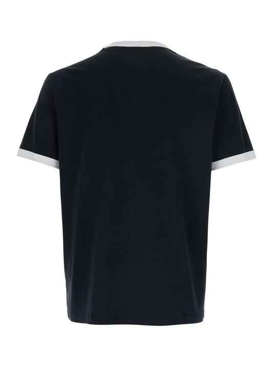 A.P.C. Men Black Crewneck T-Shirt With Contrasting Details In Cotton Man