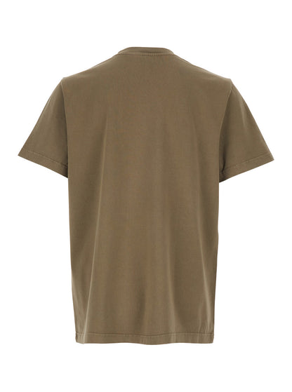 A.P.C. Men Brown Crewneck T-Shirt With Logo Lettering On The Front In Cotton Man