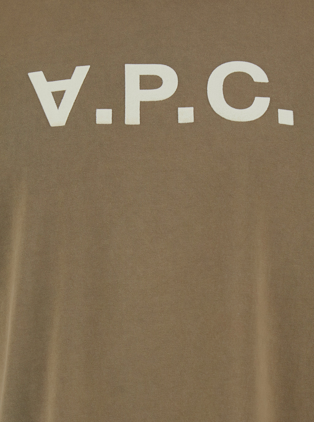 A.P.C. Men Brown Crewneck T-Shirt With Logo Lettering On The Front In Cotton Man