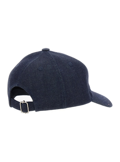 A.P.C. Men Blue Baseball Cap With Logo Lettering On The Front In Cotton Man