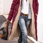 Solid Color Hooded Long Coat Winter Long Sleeve Double-sided Wear Slim Elegant Cardigan Jacket Top Women's Clothing