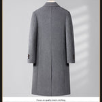 Autumn And Winter Woolen Coat Overknee Long Double Breasted Oblique Pocket
