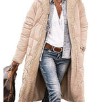 Solid Color Hooded Long Coat Winter Long Sleeve Double-sided Wear Slim Elegant Cardigan Jacket Top Women's Clothing