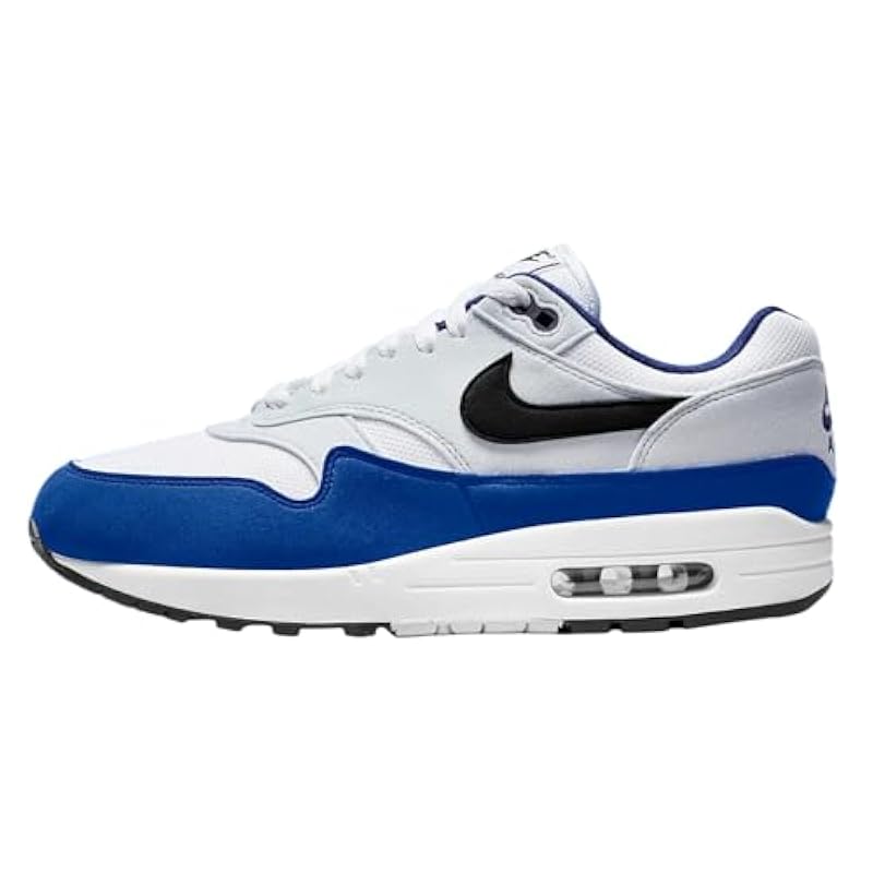 Nike Air Max 1 Shoes White Black Deep Royal Blue