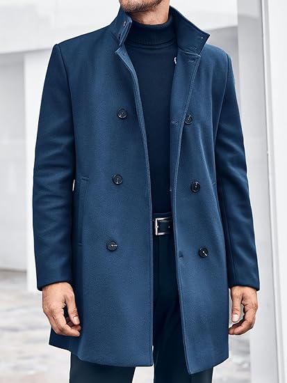 Runcati Mens Mid Long Trench Coat