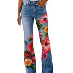 Women's Printed Polyester Jeans