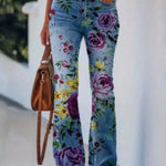 Women's Printed Polyester Jeans