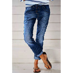 Drawstring Elastic Waist Washed Women's Casual Pants