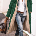 Solid Color Hooded Long Coat Winter Long Sleeve Double-sided Wear Slim Elegant Cardigan Jacket Top Women's Clothing